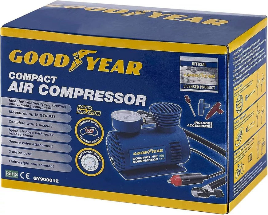 GOOD YEAR 12V Electric Air Compressor Pump, Includes Accessories