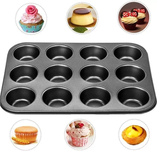 MAXPERKX 12-Cup Non-Stick Muffin Tray, 35x26cm