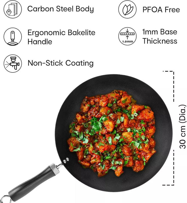 MAXPERKX Compact 30cm Wok Pan, Ideal for Everyday Cooking