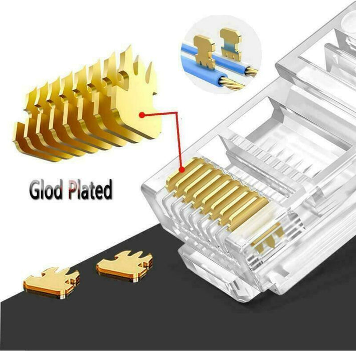 100pcs RJ45 Patch Cable Connectors - CAT5e/CAT6 LAN Network (Image 3)