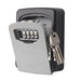 Front view of wall-mounted key safe with 4-digit combination