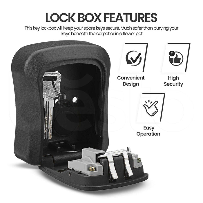 Shutter door on key lock box provides weather resistance