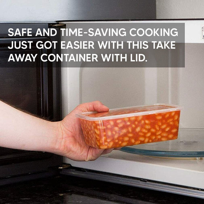 MAXPERKX 50 pcs Food Containers+Lids Rectangle Takeaway Microwave Safe Storage Boxes