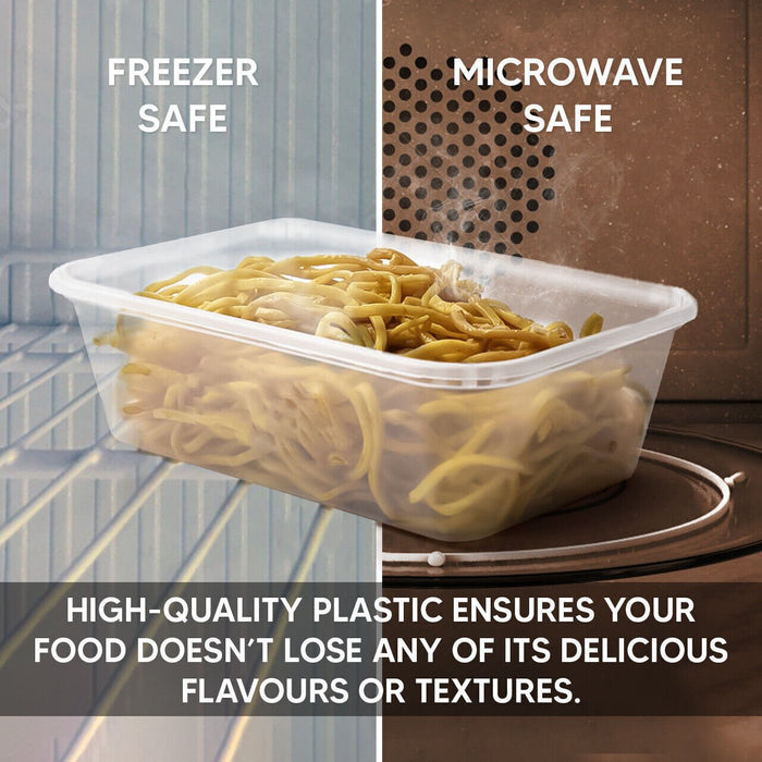 MAXPERKX 50 pcs Food Containers+Lids Rectangle Takeaway Microwave Safe Storage Boxes