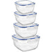 MAXPERKX 4pcs Square Leakproof Food Storage Containers Clip Lock Seal 500/900/1500/2400ml Set