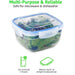 MAXPERKX 4pcs Square Leakproof Food Storage Containers Clip Lock Seal 500/900/1500/2400ml Set