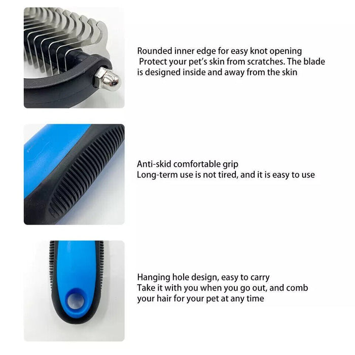 MAXPERKX Dog Cat Pet Comb Brush - Dematting Comb Rake Tool - Professional Undercoat Grooming - Image 7