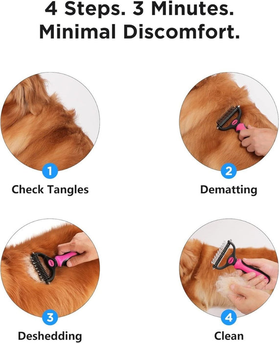 MAXPERKX Dog Cat Pet Comb Brush - Dematting Comb Rake Tool - Professional Undercoat Grooming - Image 3