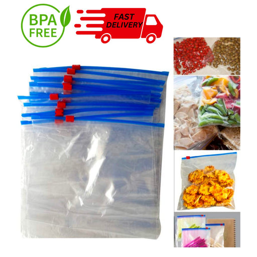 15x Ziplock Fresh Food Zipper Bags - Resealable Plastic Fridge Storage Bag - Image 1