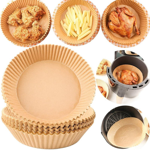 100pc Air Fryer Round Disposable Non-Stick Liner - 20cm/7.9in Baking Image 1