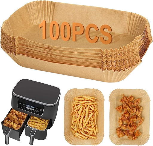 100 x Rectangular Air Fryer Disposable Non-Stick Liner - 22cm Baking Image 1