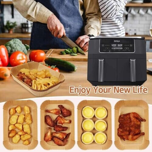 100 x Rectangular Air Fryer Disposable Non-Stick Liner - 22cm Baking Image 2