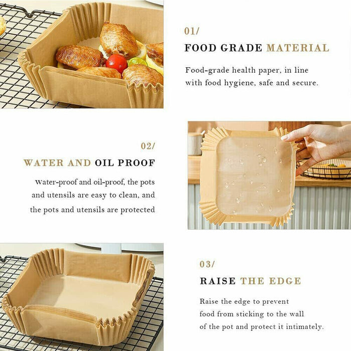 100pc Air Fryer Square Disposable Non-Stick Liner - 16cm Baking Image 8