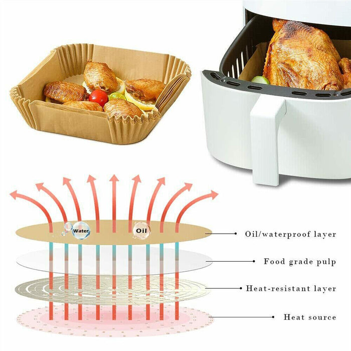 100pc Air Fryer Square Disposable Non-Stick Liner - 16cm Baking Image 7