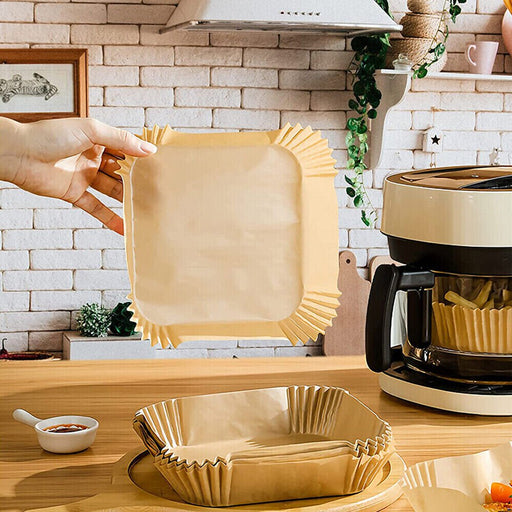 100pc Air Fryer Square Disposable Non-Stick Liner - 16cm Baking Image 1