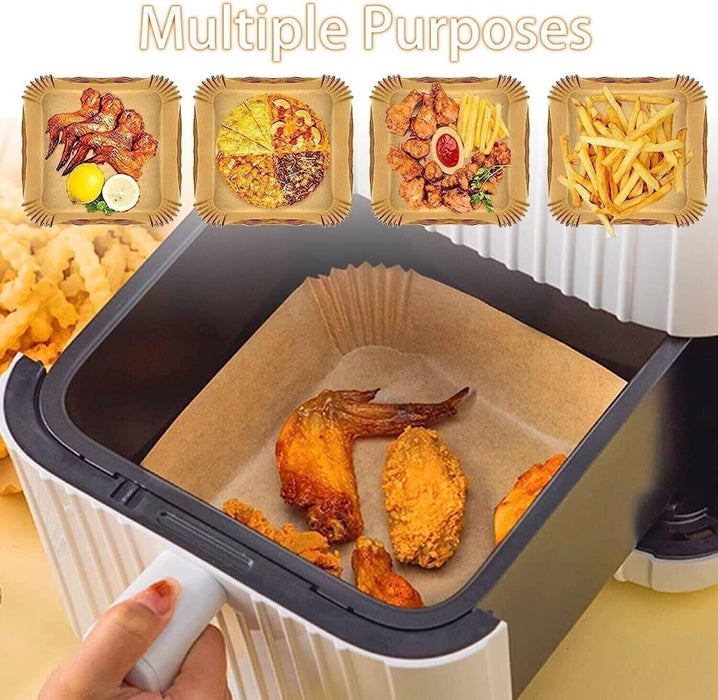 100pc Air Fryer Square Disposable Non-Stick Liner - 20cm Baking Image 12