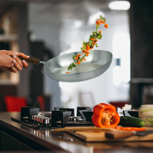 26cm Aluminium Frying Pan - Wooden Handle for Chef Skillet Cooking Image 2