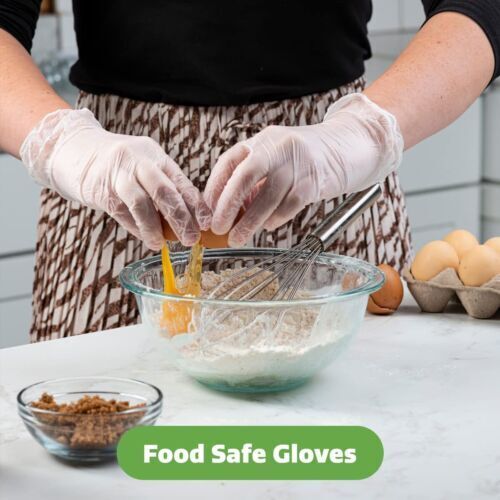 APXB 100pcs Clear Disposable Vinyl Gloves - Latex/Powder-Free for Work, Food Handling, Medical, and Tattoo Application Image 1