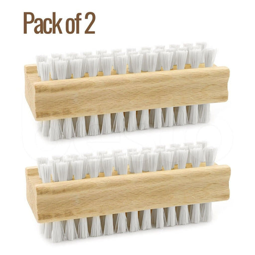 APXB 2pcs Double Sided Bristle Cleaner Wooden Nail Brush Scrubbing Finger Toe Washing Image 1