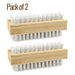 APXB 2pcs Double Sided Bristle Cleaner Wooden Nail Brush Scrubbing Finger Toe Washing Image 1