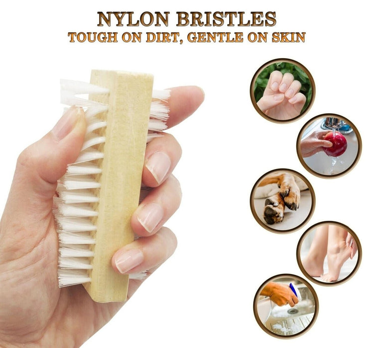 APXB 2pcs Double Sided Bristle Cleaner Wooden Nail Brush Scrubbing Finger Toe Washing Image 5