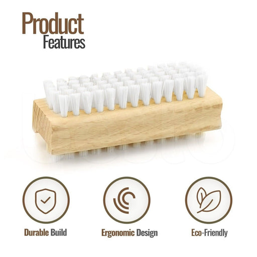 APXB 2pcs Double Sided Bristle Cleaner Wooden Nail Brush Scrubbing Finger Toe Washing Image 2