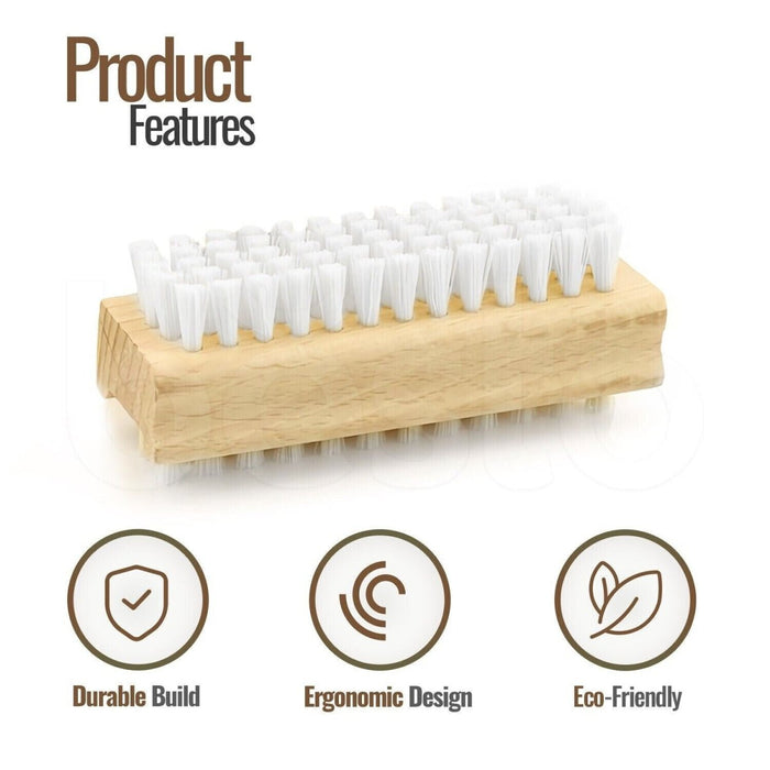 APXB 2pcs Double Sided Bristle Cleaner Wooden Nail Brush Scrubbing Finger Toe Washing Image 2