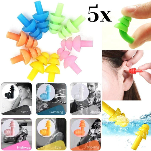APXB Soft Silicone Ear Plugs - 5 Pairs for Comfort in Sleep, Work, Swim Image 1
