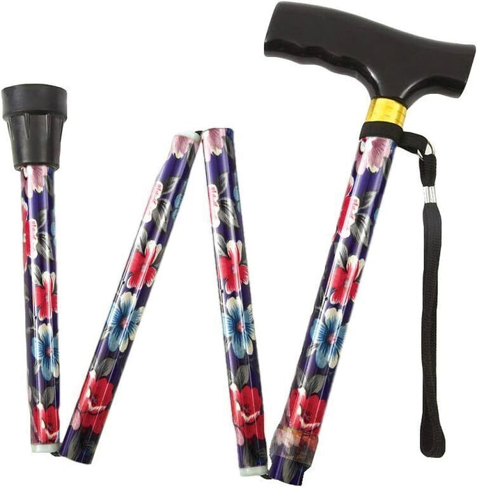 APXB Folding Walking Stick Sparkly Floral Cane Mobility Aluminium Adjustable Pole Image 9