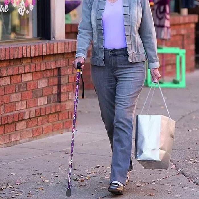 APXB Folding Walking Stick Sparkly Floral Cane Mobility Aluminium Adjustable Pole Image 3
