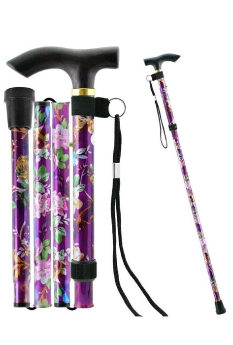 APXB Folding Walking Stick Sparkly Floral Cane Mobility Aluminium Adjustable Pole Image 10