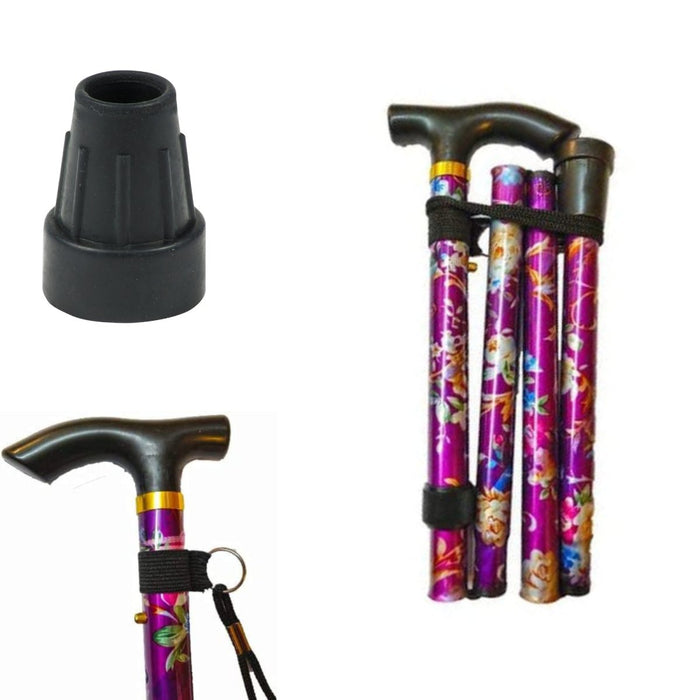 APXB Folding Walking Stick Sparkly Floral Cane Mobility Aluminium Adjustable Pole Image 11