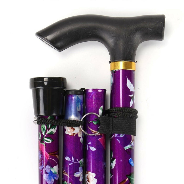 APXB Folding Walking Stick Sparkly Floral Cane Mobility Aluminium Adjustable Pole Image 12