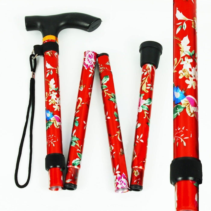 APXB Folding Walking Stick Sparkly Floral Cane Mobility Aluminium Adjustable Pole Image 14
