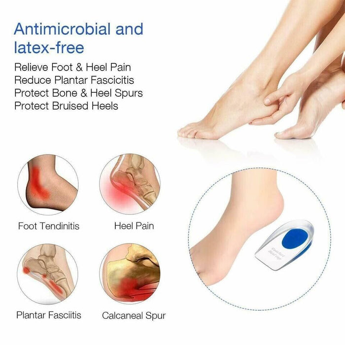 APXB Foot Pain Relief Plantar Fasciitis Gel Heel Support Cushion Insoles Pad /UK 4-13 Image 4