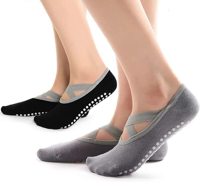 APXB 2x Pairs Yoga Socks Pilates Barre Ballet Dance Gym Sport Fitness Non-Slip Grip Image 5