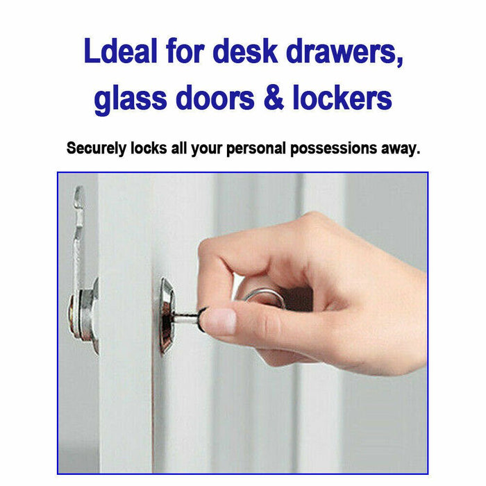 Cam lock suitable for drawer and glass door, 16mm diameter, bright nickel finish