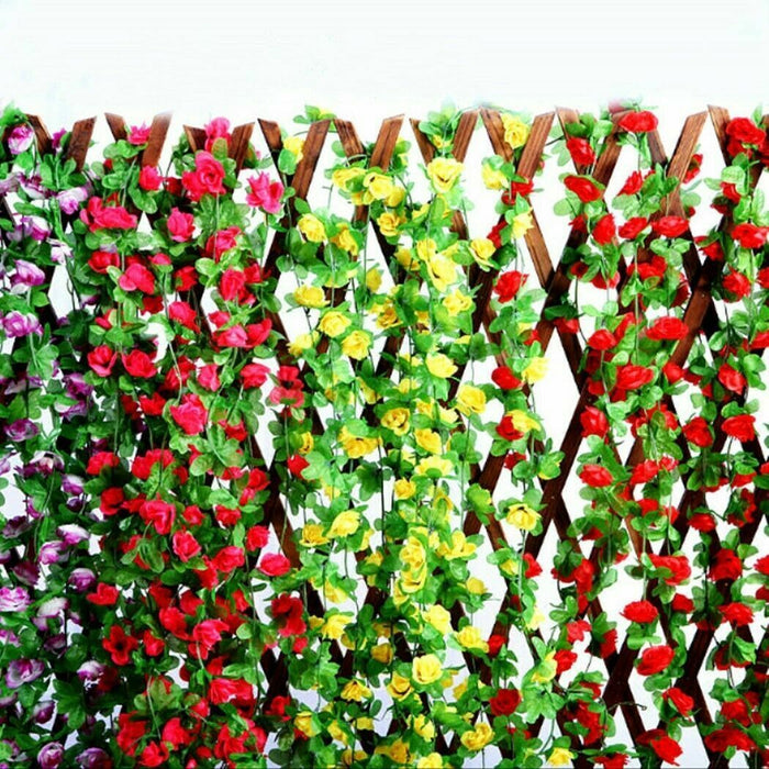  Colorful floral vine with red, purple, rose red, white, and yellow flowers