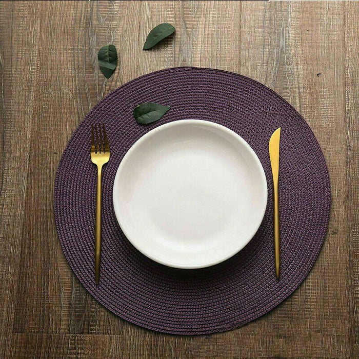 Colorful 38cm woven round table mat made from PP material