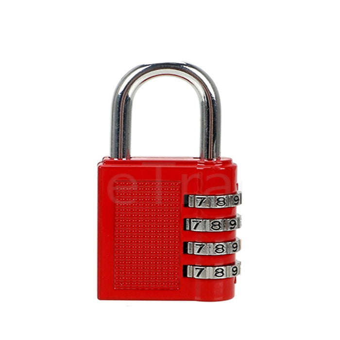 Image showcasing the color options available for the padlock: Black, Blue, Red, and Silver