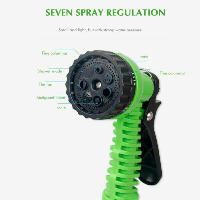 Flexible and stretchable water hose that automatically expands when water is turned on