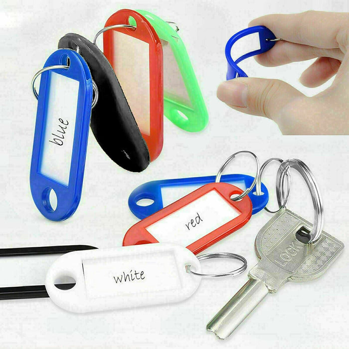 APXB 50 Assorted Key Fobs - Plastic Tags with Paper Inserts & Split Ri ...