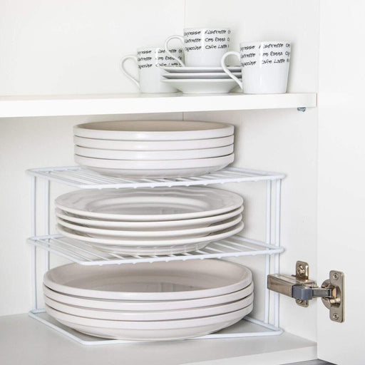 MAXPERKX 3 Tier Kitchen Corner Shelf - Metal Wire Plate Storage Holder Image 2