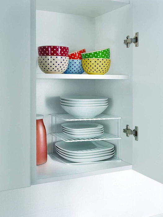 MAXPERKX 3 Tier Kitchen Corner Shelf - Metal Wire Plate Storage Holder Image 6