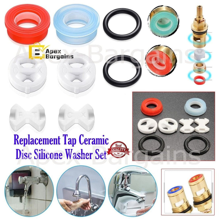 MAXPERKX 1/2" Replacement Ceramic Disc Silicon Washer Gasket Insert Valve Tap Turn Set Image 2