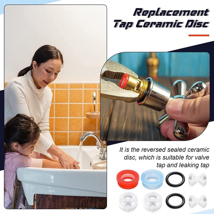 MAXPERKX 1/2" Replacement Ceramic Disc Silicon Washer Gasket Insert Valve Tap Turn Set Image 4