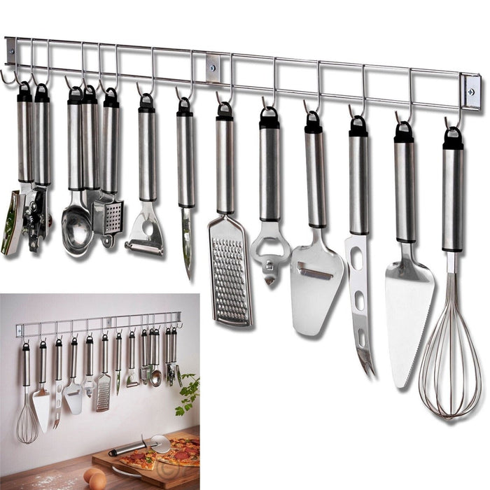 MAXPERKX 12 Pieces Cooking Utensil Set Stainless Steel Kitchen Gadget Tool Nylon Handles Image 1