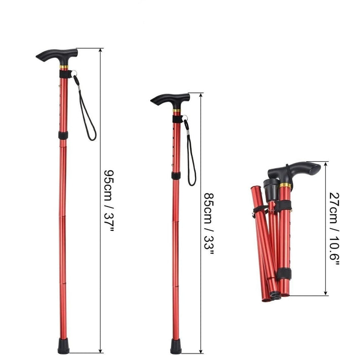 APXB Easy Folding Lightweight Walking Stick Height Adjustable Aluminium Cane Mobility Image 6