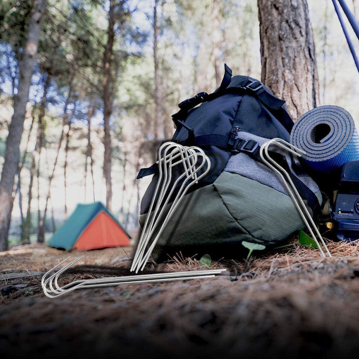 MAXPERKX 50pcs Heavy Duty Galvanised Steel Tent Pegs Metal Camping Ground Sheet Anchor Image 5