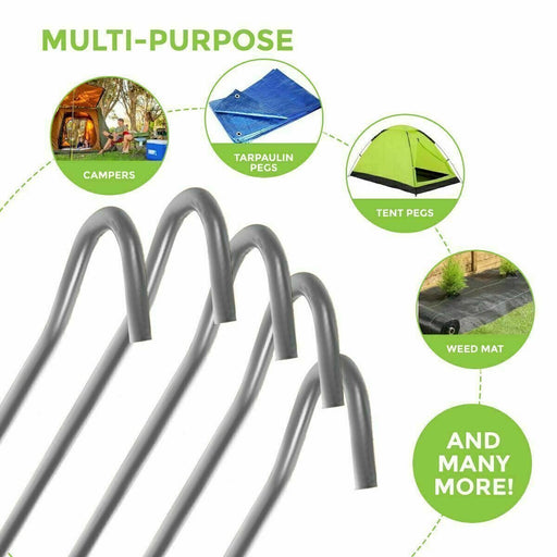 MAXPERKX 50pcs Heavy Duty Galvanised Steel Tent Pegs Metal Camping Ground Sheet Anchor Image 2